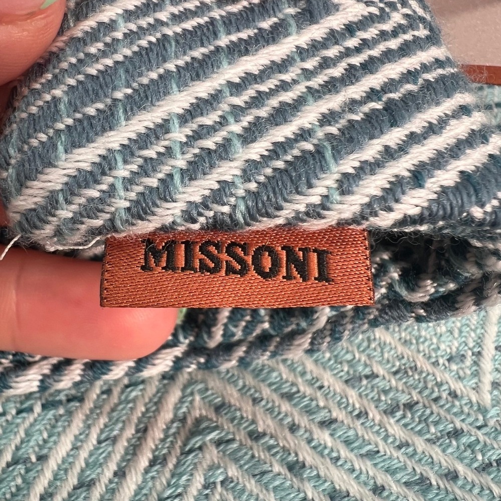 Missoni Timmy Throw Pillow Cover Zigzag Chevron Ombre Merino Wool Blue Luxury - Picture 3 of 5